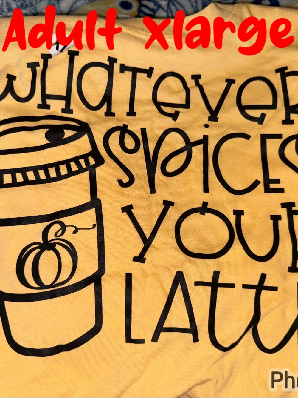 Yellow Graphic Coffee Tee - 'Whatever Spices Your Latte'